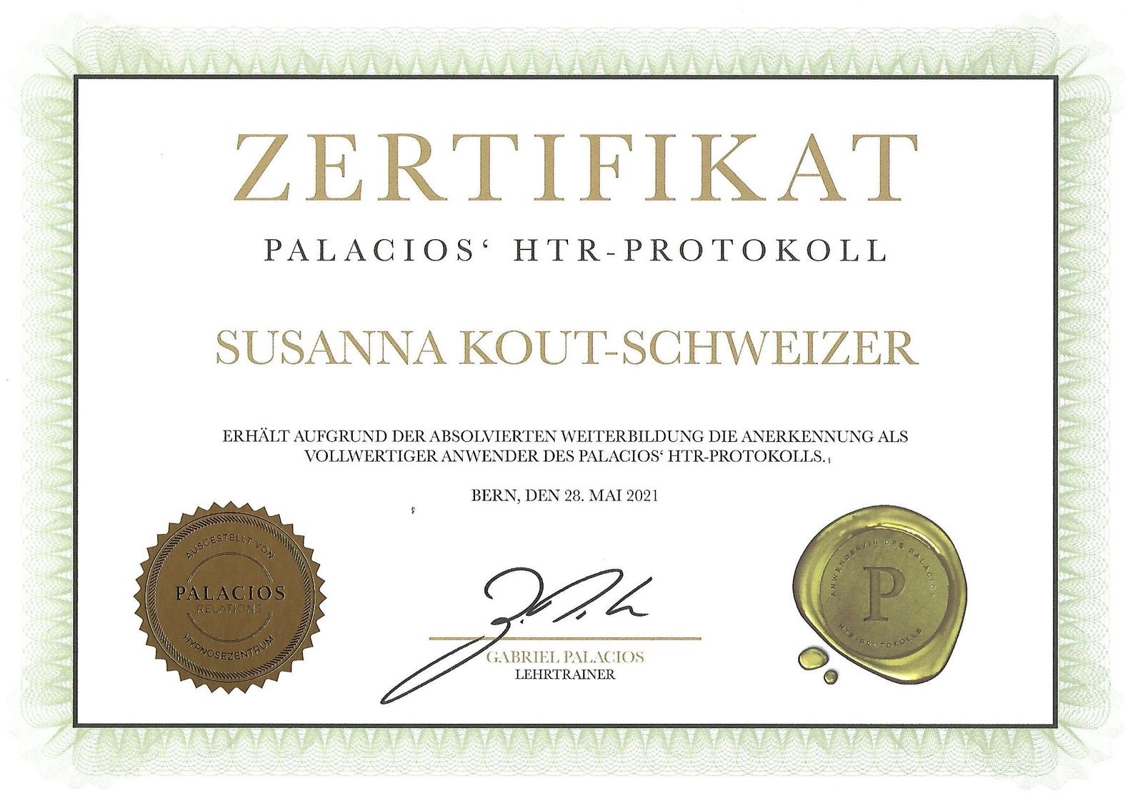 Palacios HTR-Protokoll, Palacios Relations, Bern