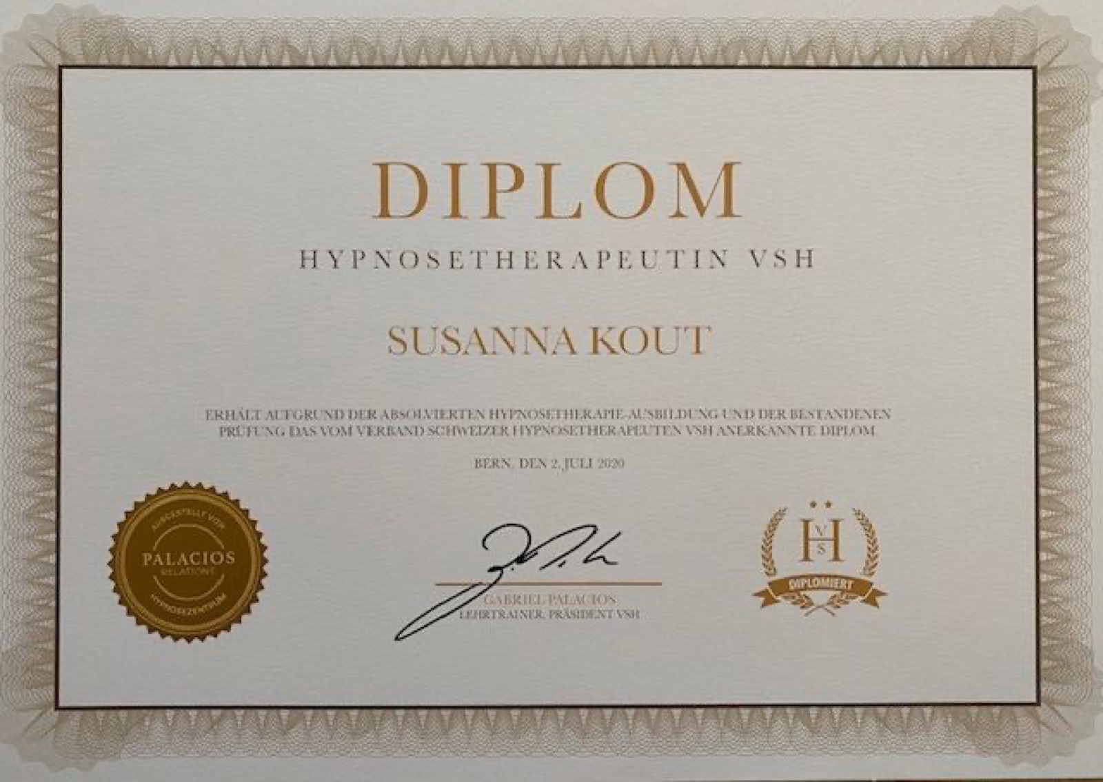 Diplom Hypnosetherapeutin VSH, Verband Schweizer Hypnosetherapeuten